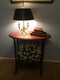 Bouillette Lamp by Baldwin on antique spool occasional table 