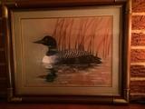 Original Water Color Painting of a Loon, signed