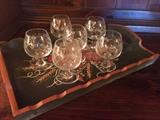 Small cut glass brandy snifters 