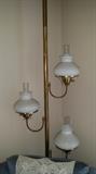 Vintage 60s 70s Tension Pole Lamp w/Hurricane style shades.