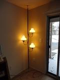 Vintage 60s 70s Tension Pole Lamp w/Hurricane style shades.