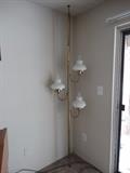 Vintage 60s 70s Tension Pole Lamp w/Hurricane style shades.