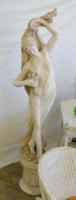 almost life sized! plaster Art Nouveau style lady statue with base