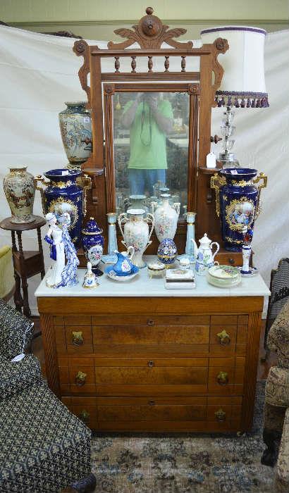 fine Victorian marbletop dresser with mirror, EASTLAKE style
