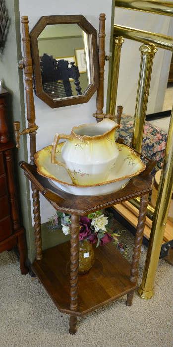 pitcher and bowl with washstand