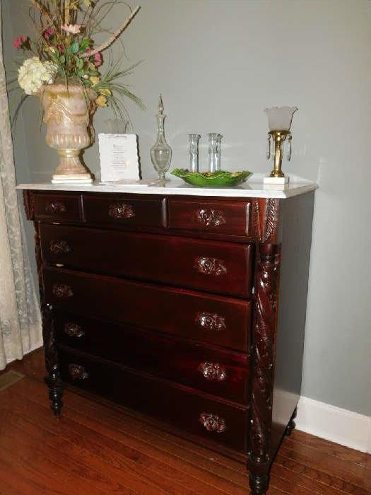 Ornate Marble Top Chest