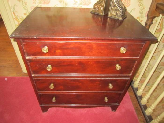 Small mahogany chest with oak secondary wood