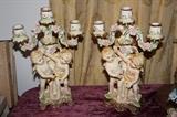 Pretty Pair of Vintage Ucagco Ceramic Cherub Candlestick/Vase