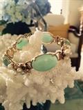 Vintage Mings grade A jade and 14k gold with pearl bracelet!