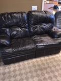 BLACK FAUX LEATHER LOVE-SEAT