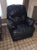BLACK FAUX LEATHER RECLINING CHAIR