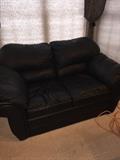 BLACK FAUX LEATHER LOVE-SEAT