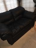 BLACK FAUX LEATHER LOVE-SEAT