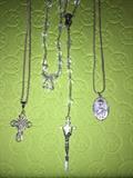 STERLING SILVER CROSS // ROSARY // AND RELIGIOUS PENDANT