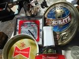 Budweiser & Schlitz signs & tray