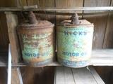 Hicks motor oil cans