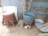 Wash tubs,sewing machine frame & more
