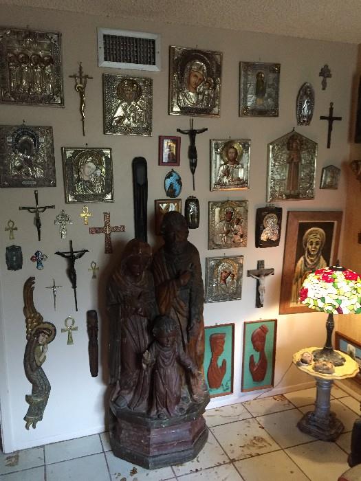 Many Russian Icons, Santos, Bultos, and other religious objects. 