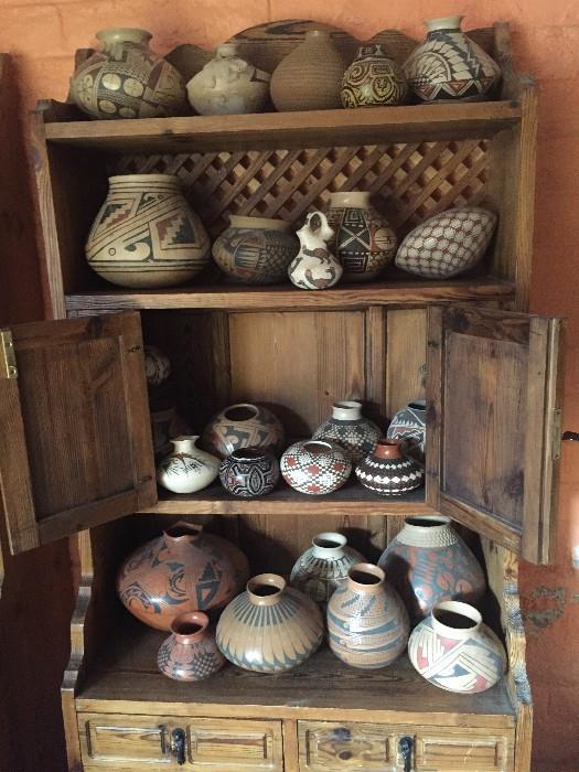 Several wonderful Mexican cabinets and so, so much pottery. Don't miss this sale!
