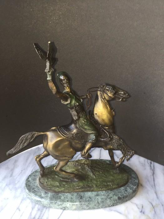 One of our finest bronzes:  The Falcon Master by Mene.