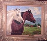Ila McAfee Framed Painting of Arabian Stallions.  $5000.00