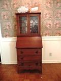 Delicate desk with china hutch, one pull missing
