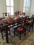 Chinese dining table with eight chairs (two arm)