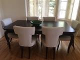 Contemporary ebony table with six upholstered chairs (mint)