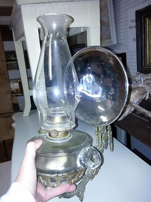 mercury glass reflector oil lamp/wall mount
