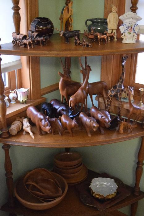 Some of these wooden carved animals were purchased by family members. 