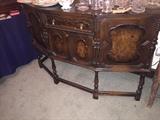 ANTIQUE WALLNUT AND MAHOGANY BUFFET