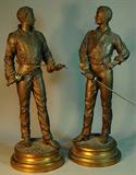Pair of Charles Rene Masse, spelter sculptures