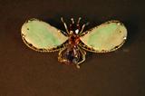 Butterfly brooch in gold, jade, garnet