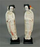Carved Chinese Ivory Maidens