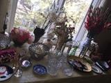 FLOWER ARRANGEMENTS , CRYSTAL, WATERFORD LAMP AND MORE
