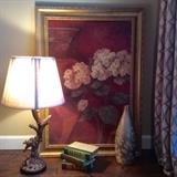 We have two of these elegant lamps with birds beautifully perched on branches.