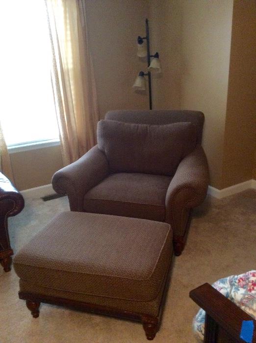 Comfy and stylish oversized chair and ottoman. Grab a cup of coffee and a good book!