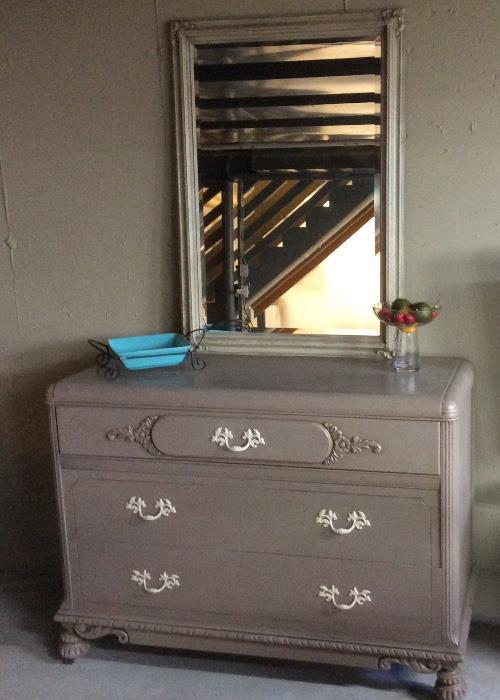 This gray chalk painted beauty is so versatile! This waterfall server could be a dresser or beautiful in an entry way.