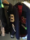 Letter jackets from T.W. Browne Junior High and Justin F. Kimball High School