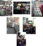 Tools in garage, wrought iron chaise