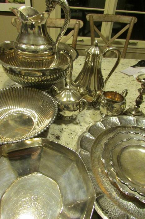 So many beautiful Silver Treasures....The bowl in front is Tiffany Maker Old. 
