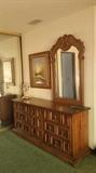 6ft long solid wood dresser & mirror
