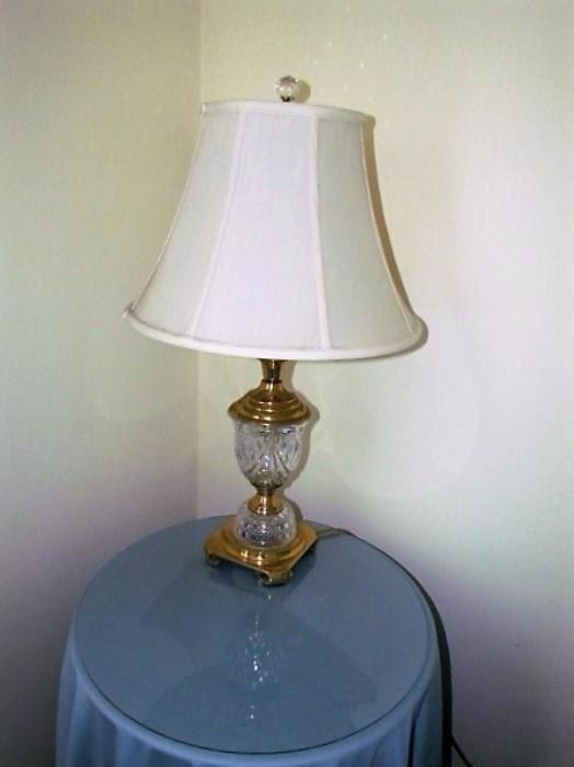 Heavy lead crystal lamp and solid brass.
