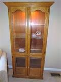 Lit curio cabinet solid oak