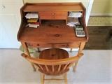 Solid wood desk and matching chair