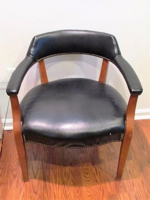 leather and wood chair