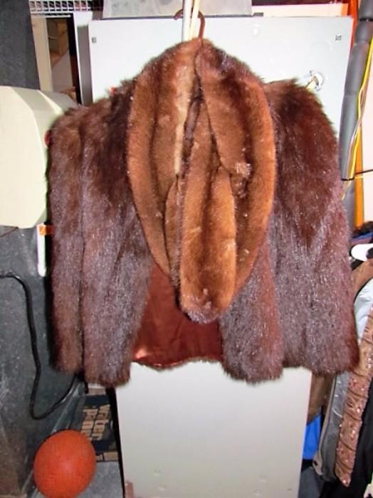 Genuine fur jacket with a mink stole