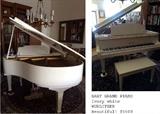 BABY GRAND PIANO Ivory white WURLITZER Beautiful! $5500

MODEL G-411 SERIAL NO. 2056310
This beautiful, unique, custom ivory white, Baby Grand Piano is in Excellent condition, original owners, well loved.  I measured it to be 4’ 11” x 4’ 9”, and it comes with a matching bench seat that opens to hold music, and we will even throw in the custom pillow that straps on to make it more comfortable to sit on. This white baby grand piano has 88 keys, and 3 foot pedals, and “coasters” to protect the floor or rug that the piano sits on. This baby grand piano has a wonderful sound! . Original owners and well cared for, played often and always in air conditioning. $5,500
