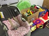 car seat and childrens toys