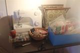 Singer sewing machine (like new). Sewing notions.